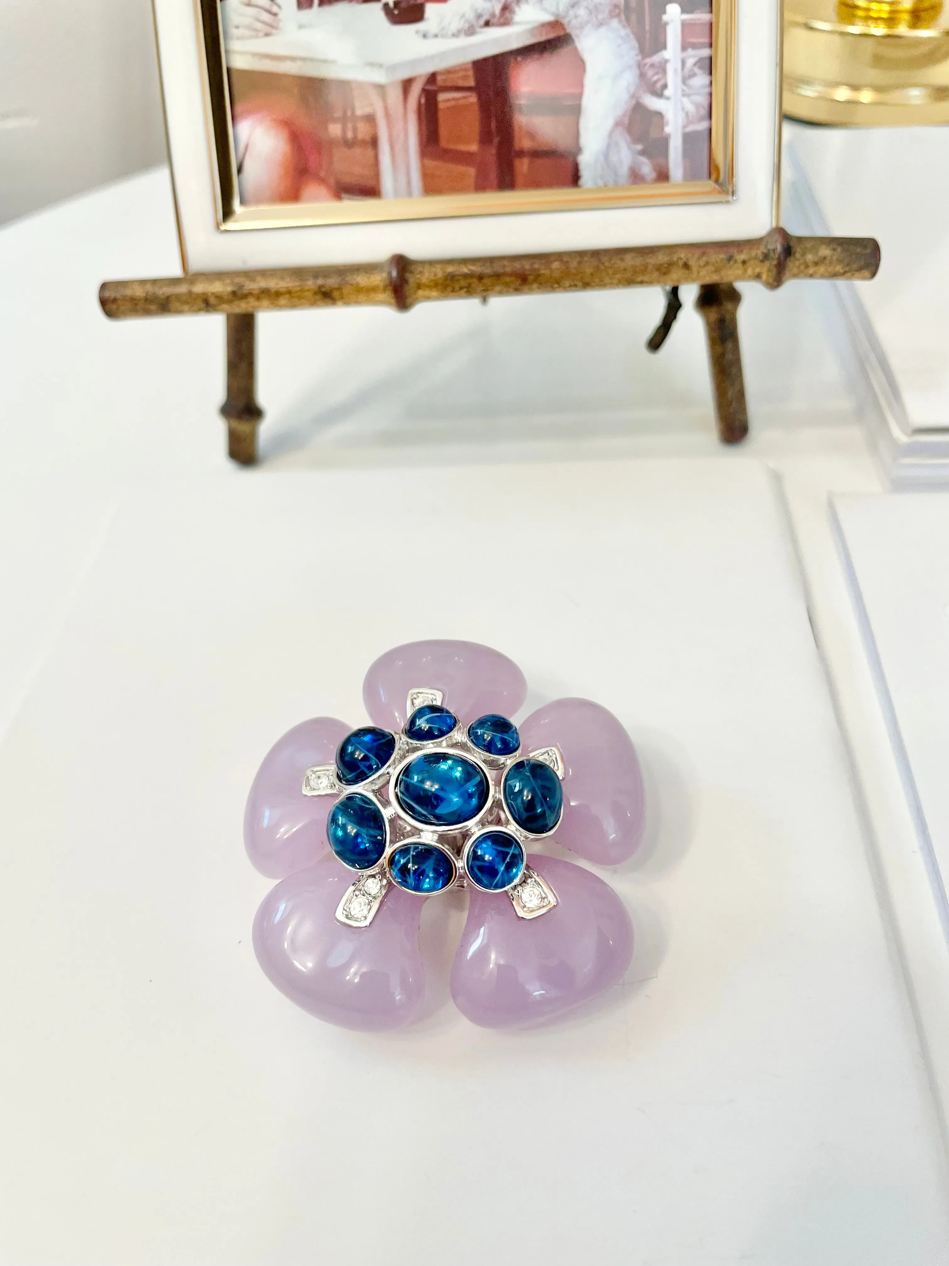 Kenneth Jay Lane stunning purple and sapphire flower brooch... so extraordinary