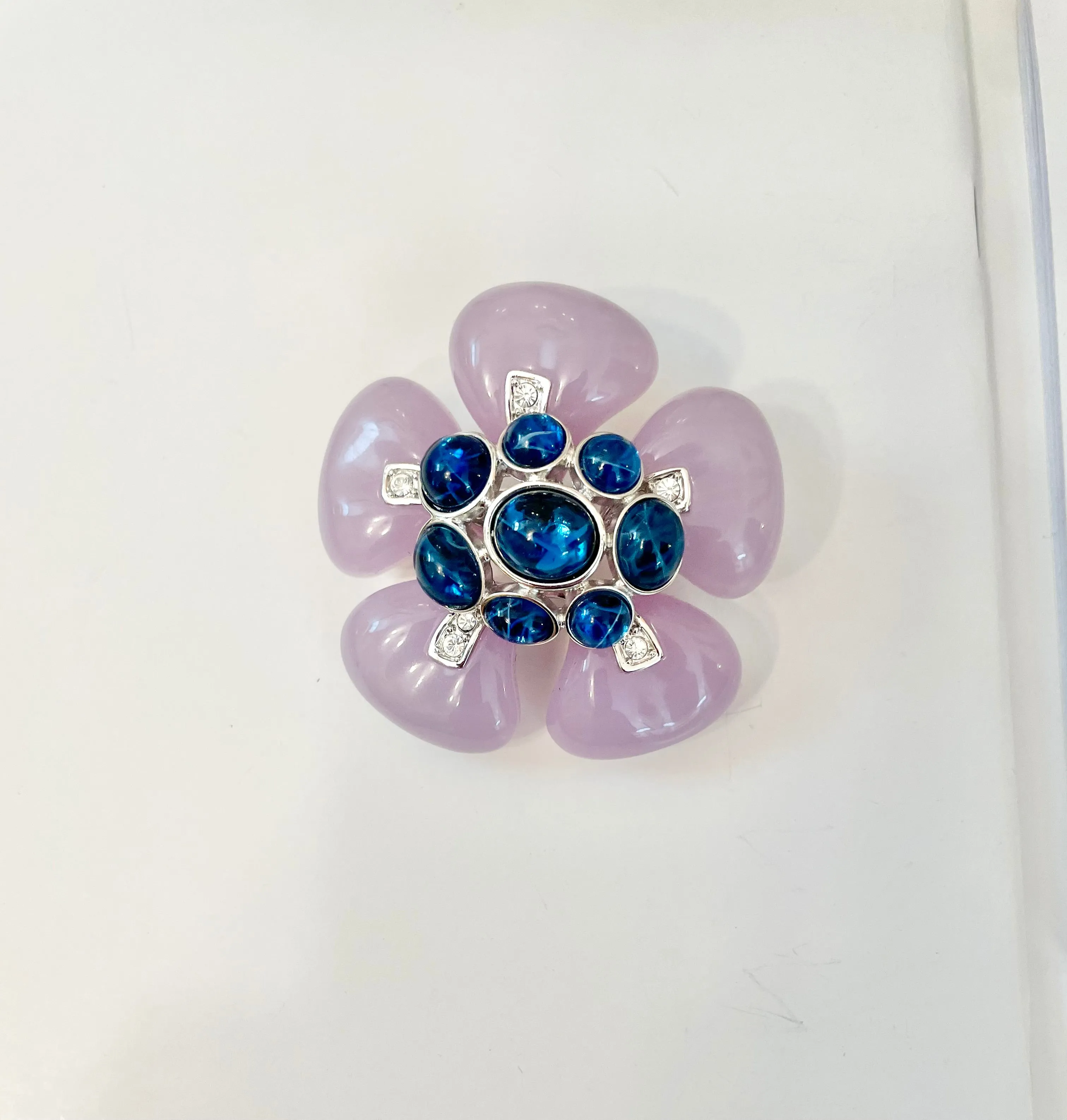 Kenneth Jay Lane stunning purple and sapphire flower brooch... so extraordinary