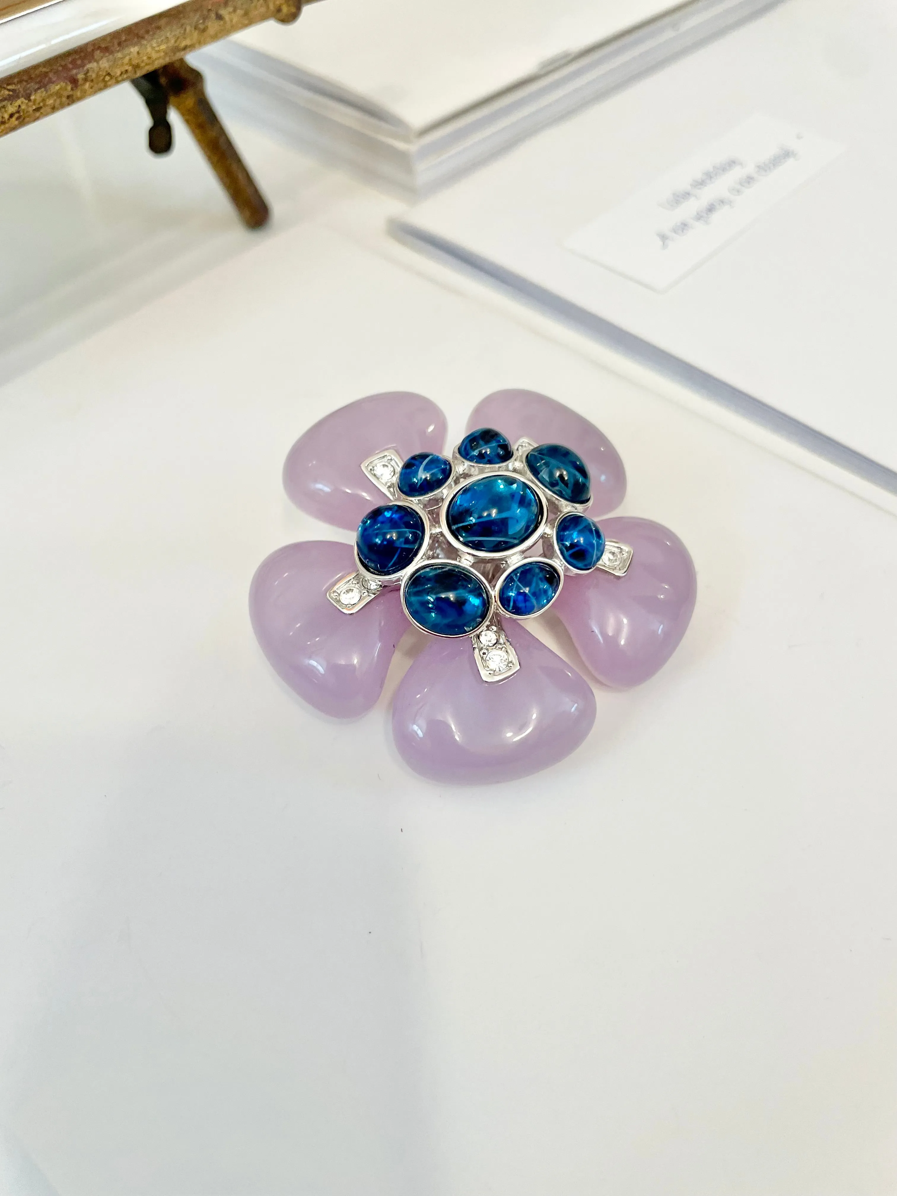 Kenneth Jay Lane stunning purple and sapphire flower brooch... so extraordinary