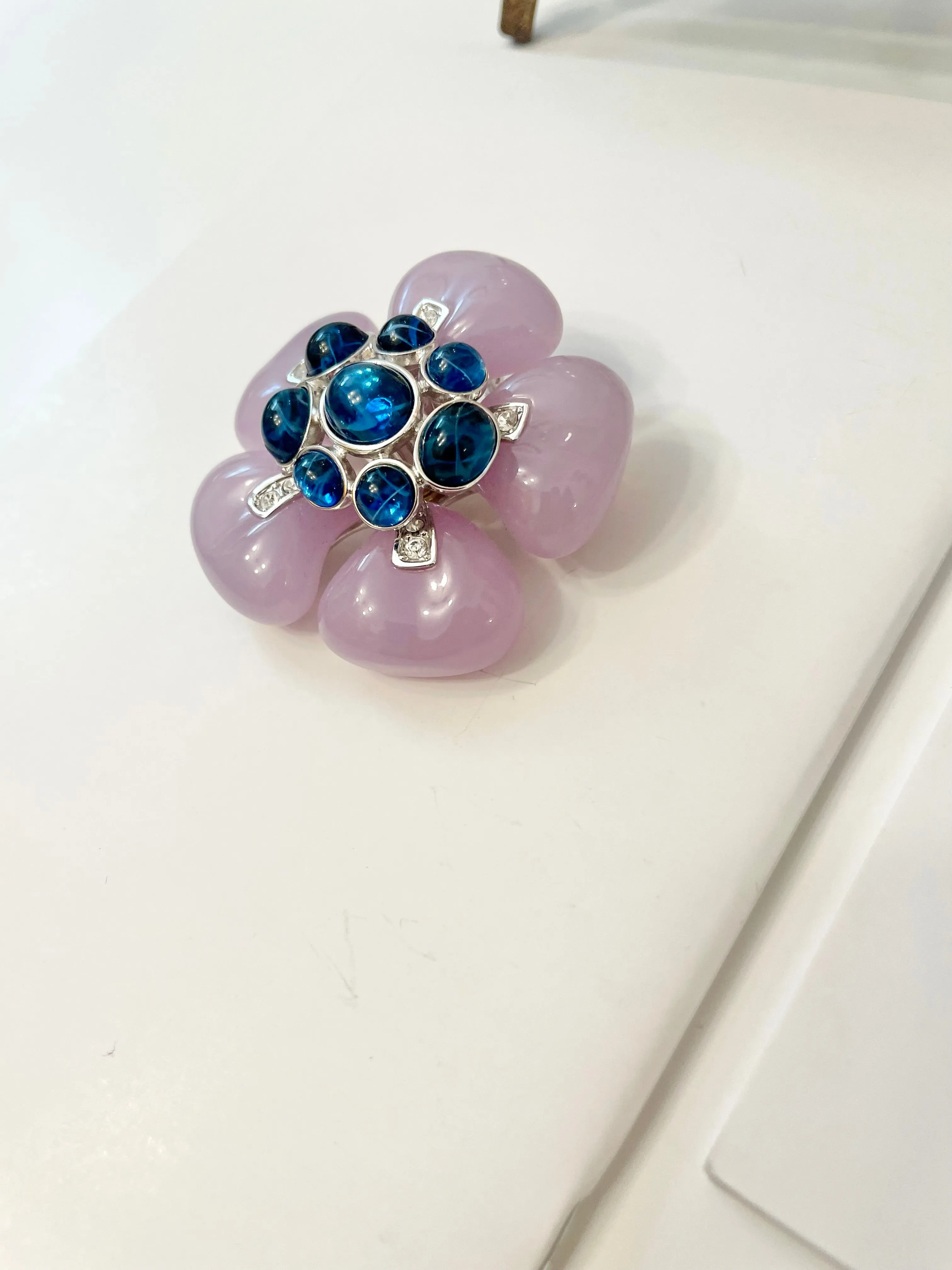 Kenneth Jay Lane stunning purple and sapphire flower brooch... so extraordinary