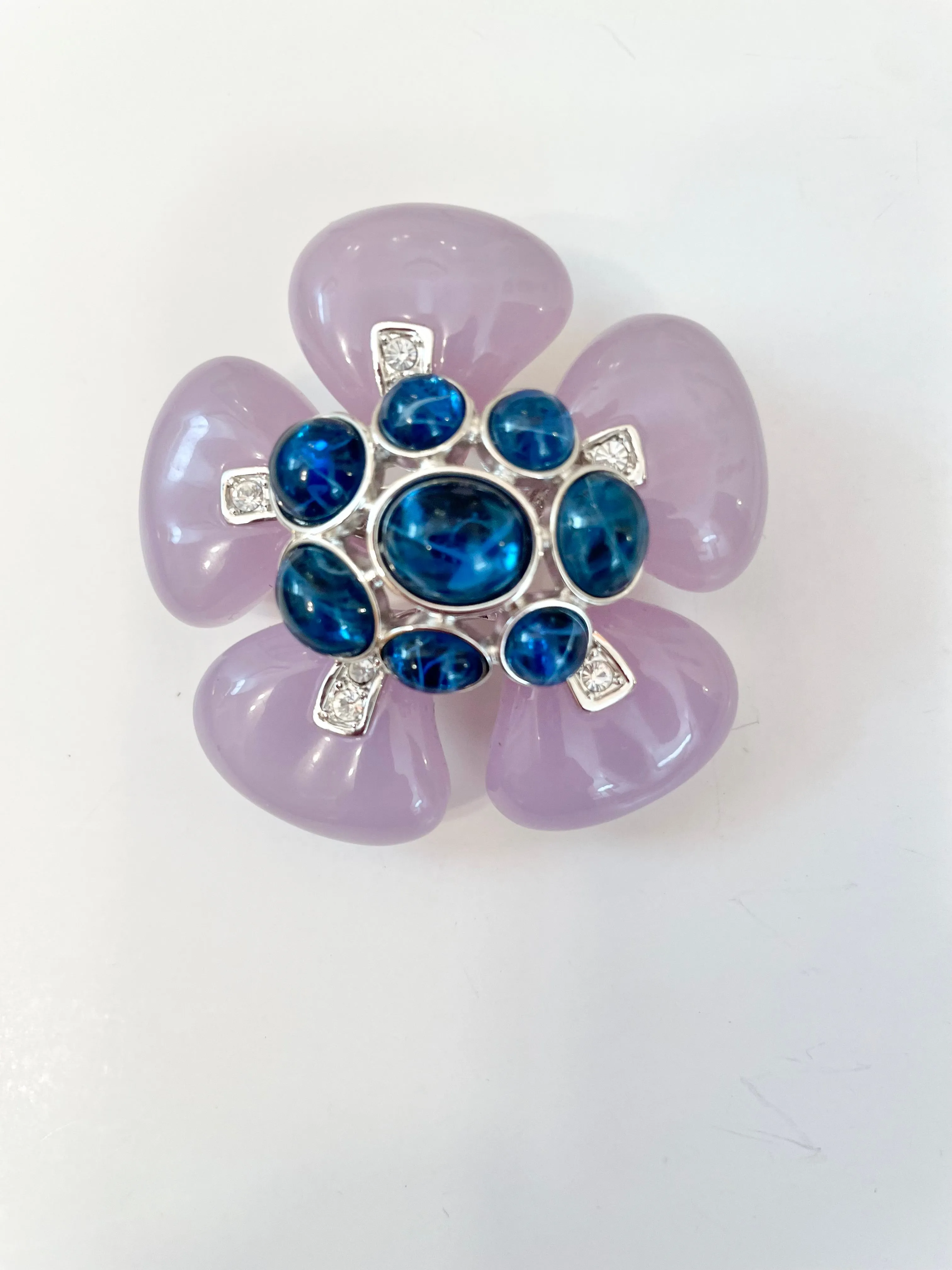 Kenneth Jay Lane stunning purple and sapphire flower brooch... so extraordinary