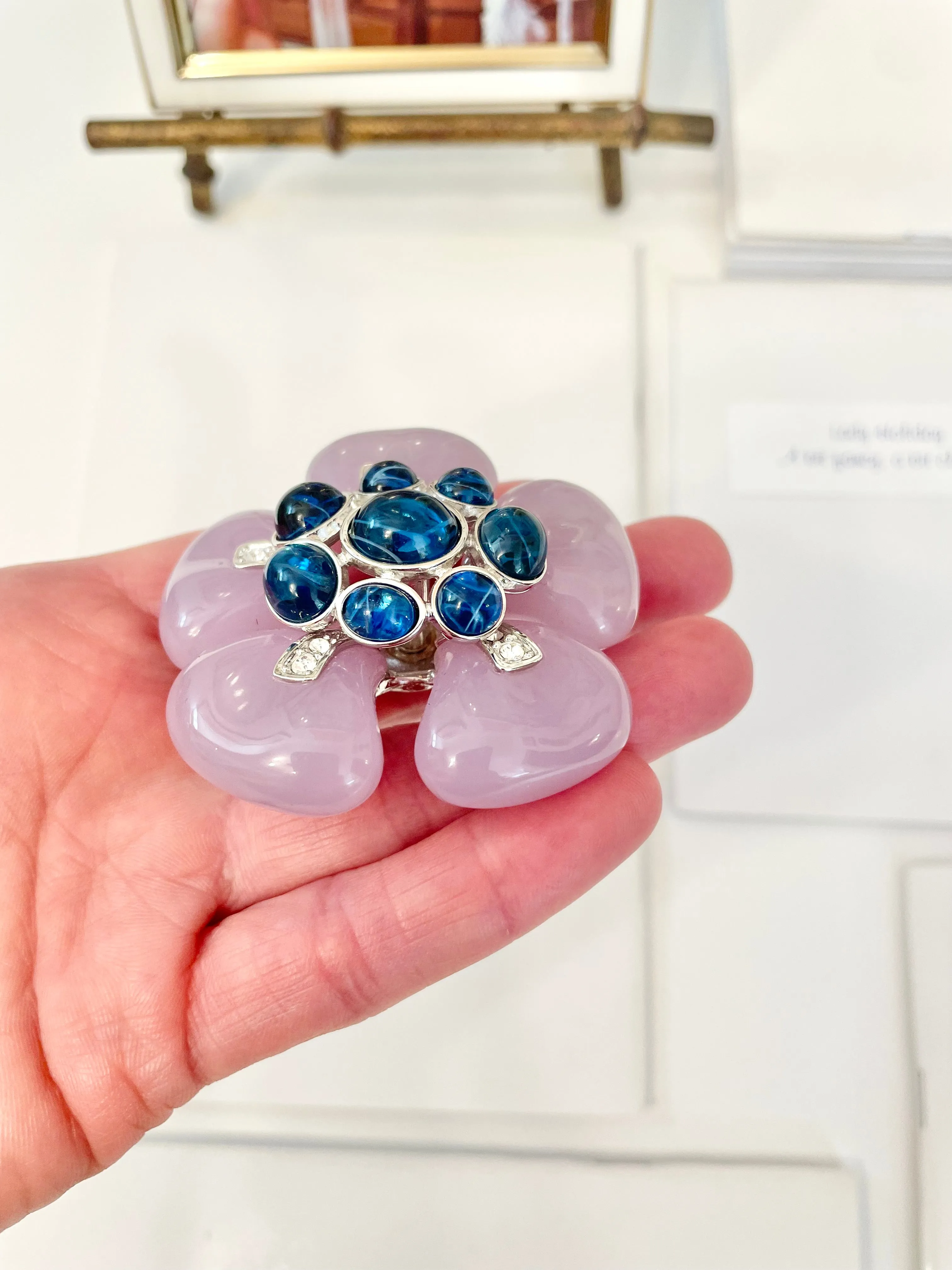 Kenneth Jay Lane stunning purple and sapphire flower brooch... so extraordinary