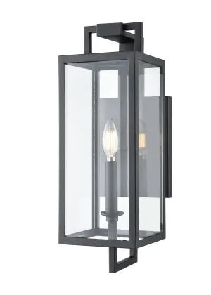 Lamont Outdoor Wall Sconce - Textured Black - Clear Glass - 7.6in. Extension - E26 Candelabra Base