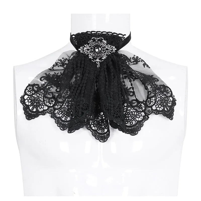 Men's Gothic Floral Embroidered Ruffled Lace Neckwear