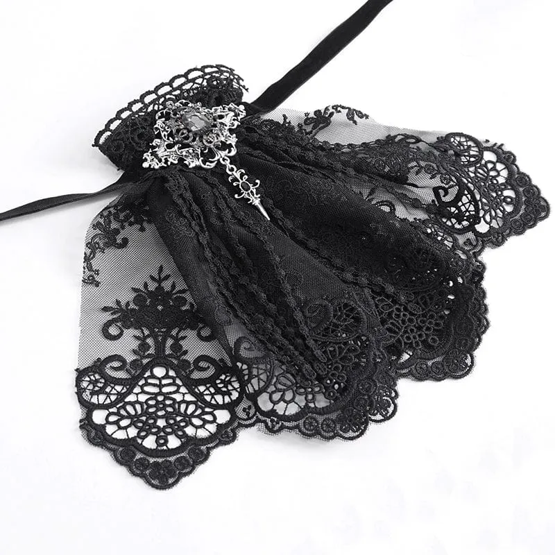 Men's Gothic Floral Embroidered Ruffled Lace Neckwear