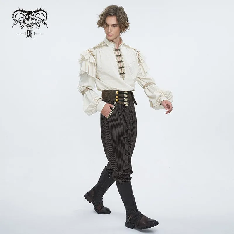 Men's Gothic Puff Sleeved Layered Ruffled Shirt