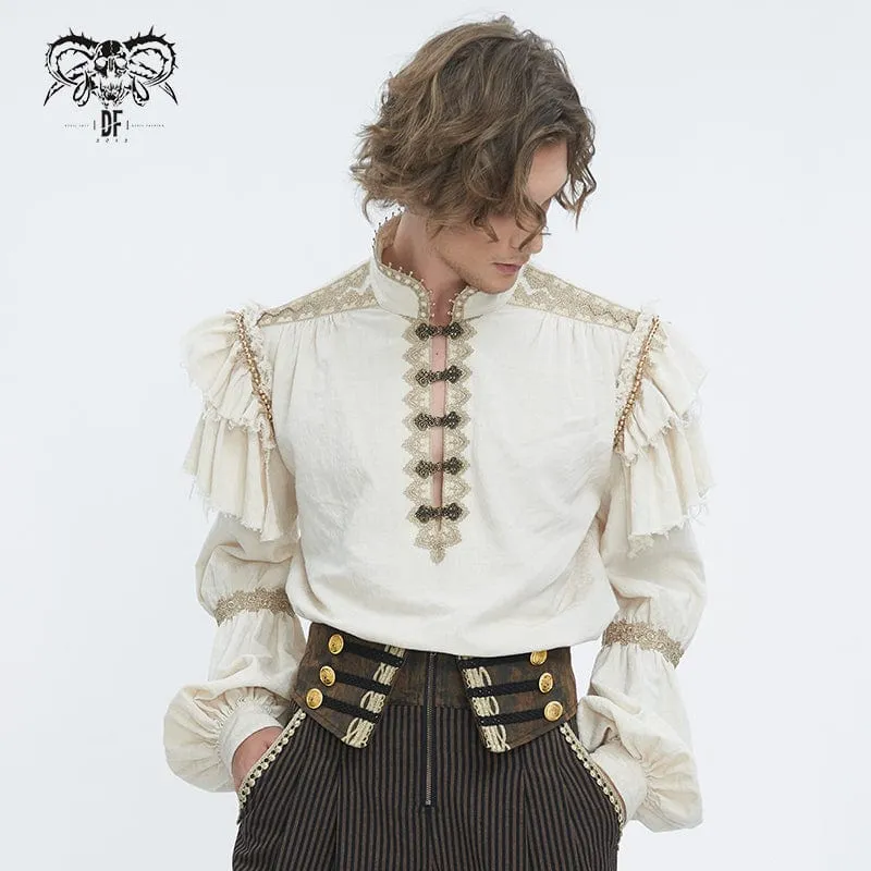 Men's Gothic Puff Sleeved Layered Ruffled Shirt