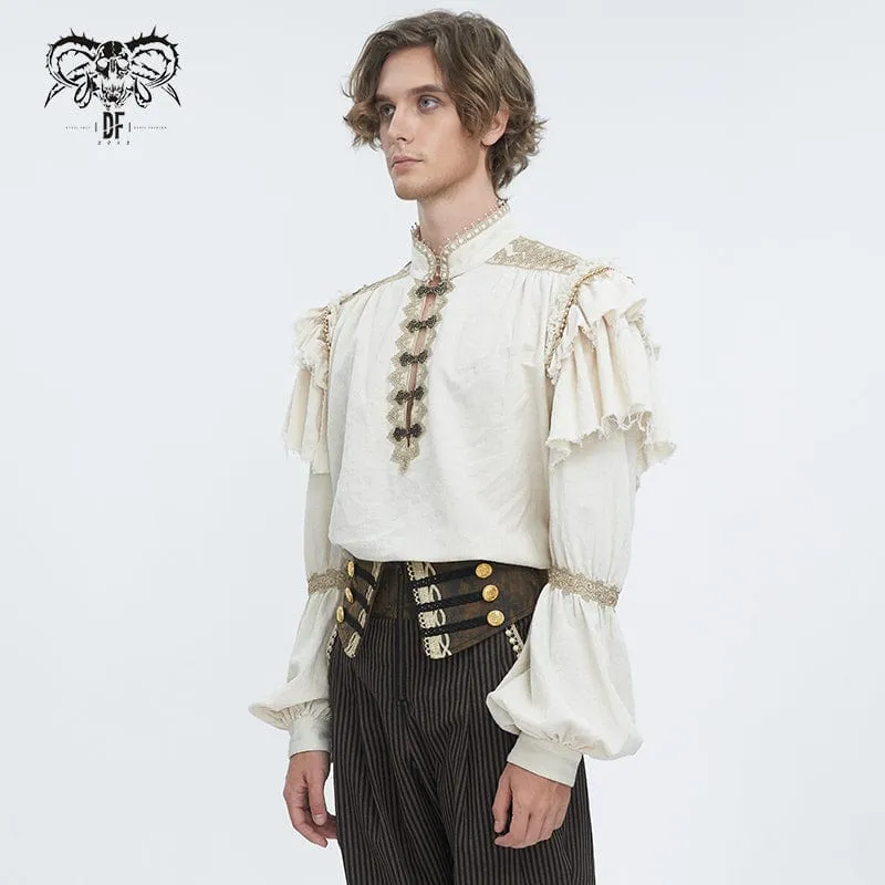 Men's Gothic Puff Sleeved Layered Ruffled Shirt