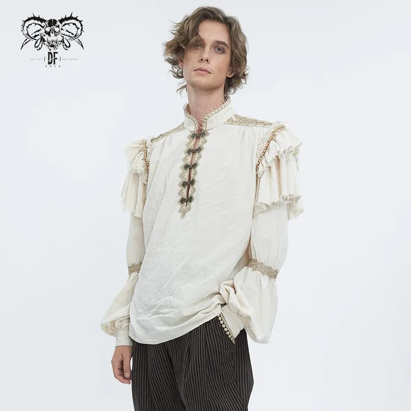 Men's Gothic Puff Sleeved Layered Ruffled Shirt