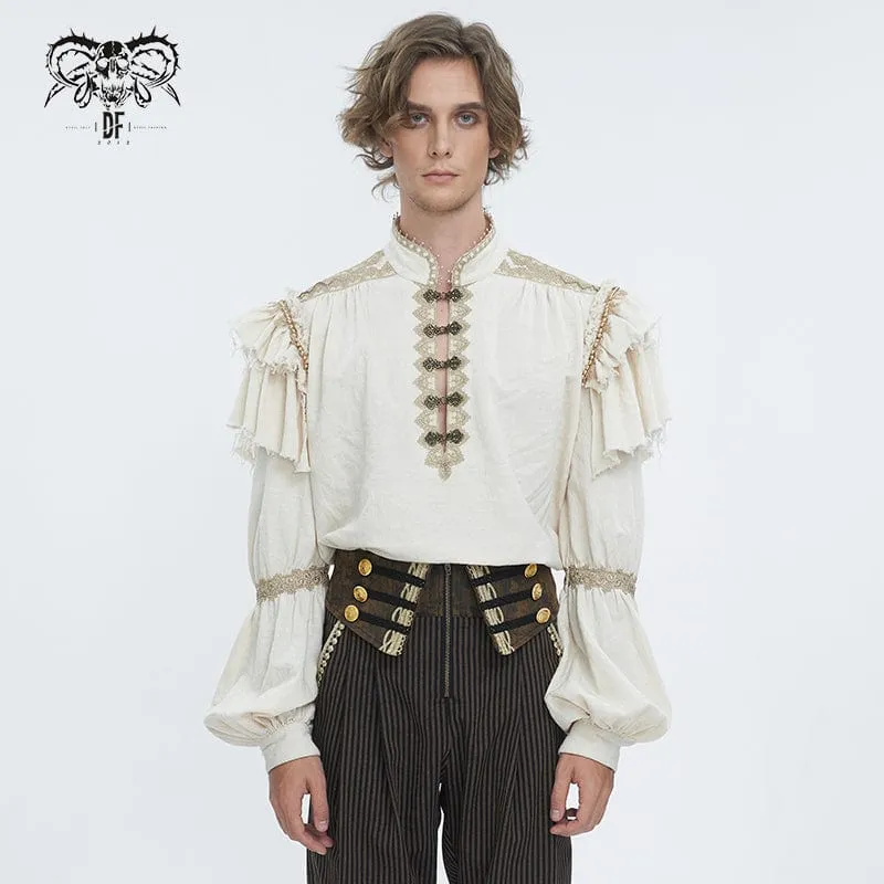 Men's Gothic Puff Sleeved Layered Ruffled Shirt