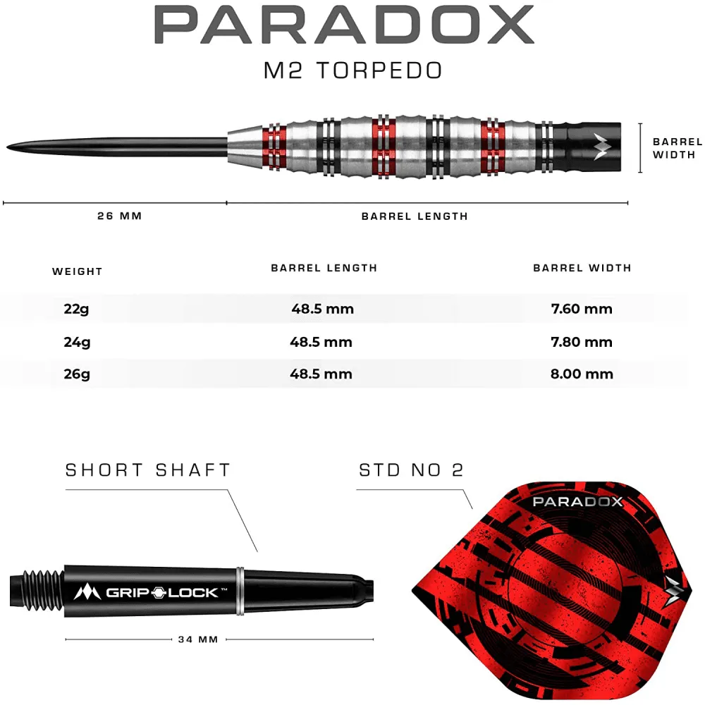 *Mission Paradox Darts - Steel Tip - Curved - M2 - Electro Black & Red