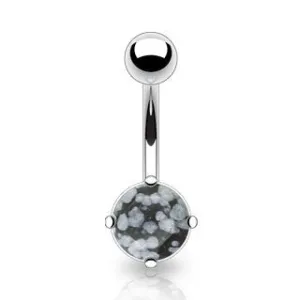 Natural Snowflake Obsidian Belly Ring