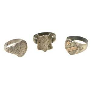 Original U.S. WWII Pacific Theater Souvenir Ring Set - New Guinea 1944, Philippines 1945 & Luzon 1945