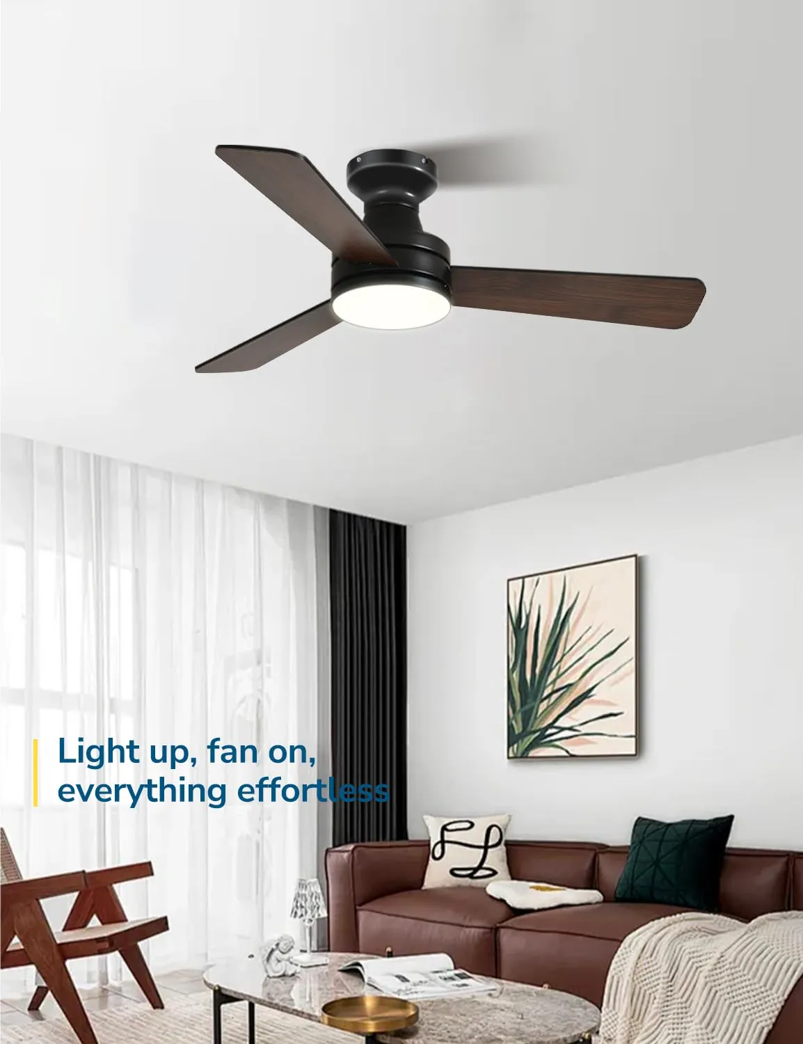 Orison 42-Inch Ceiling Fans with Light, Features RGB Backlight, Dimmable Lighting