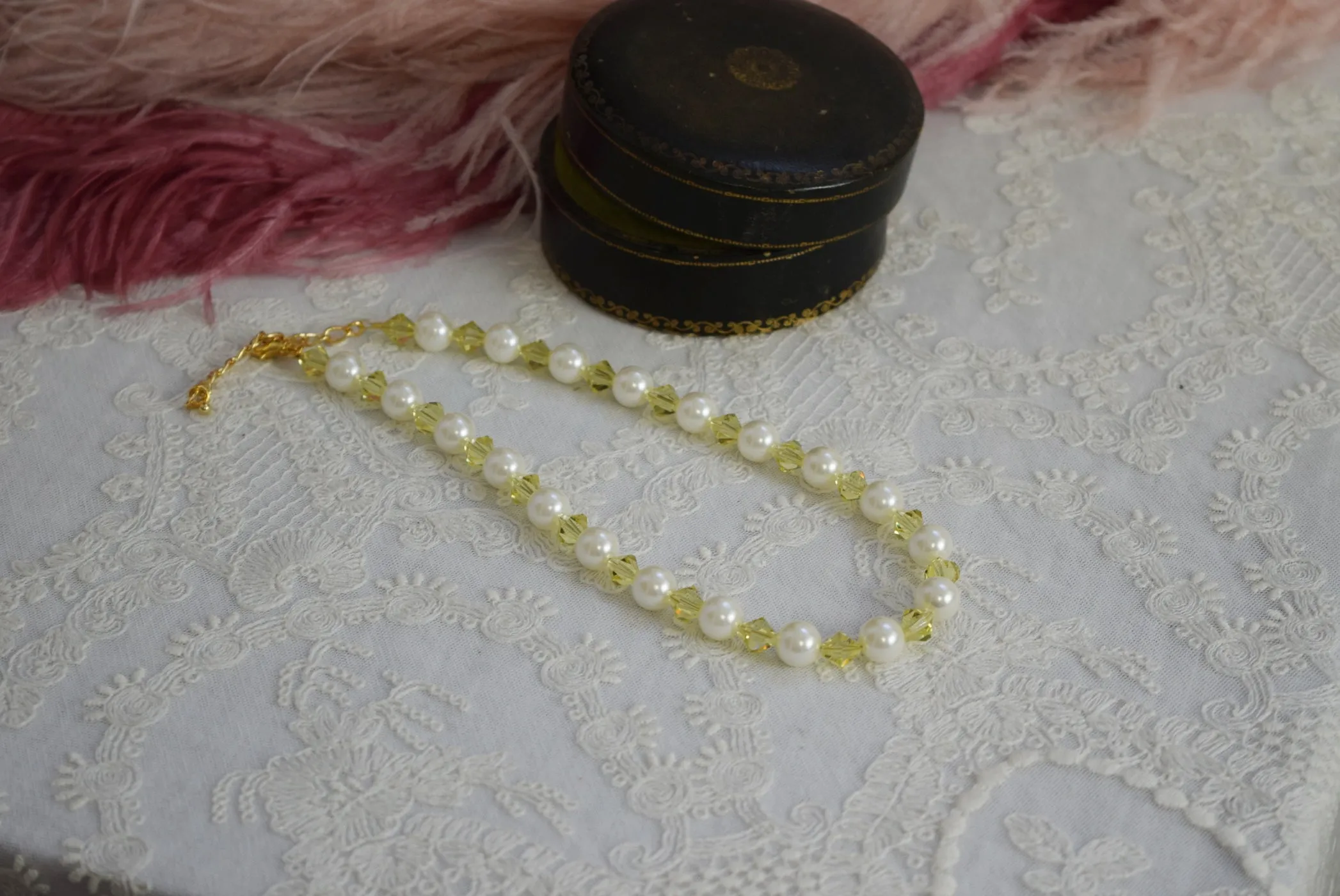 Pearl and Yellow Renaissance Necklace