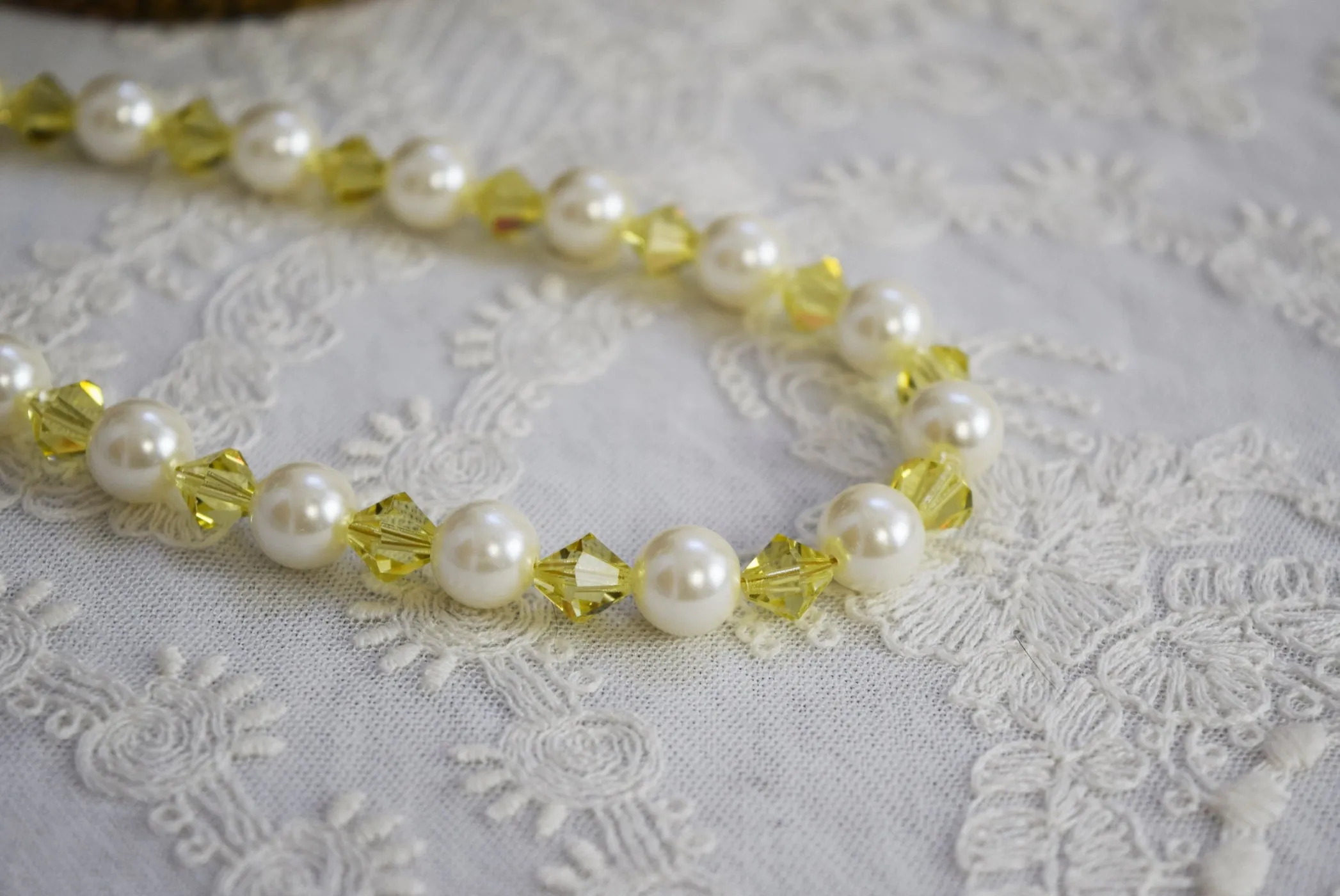 Pearl and Yellow Renaissance Necklace