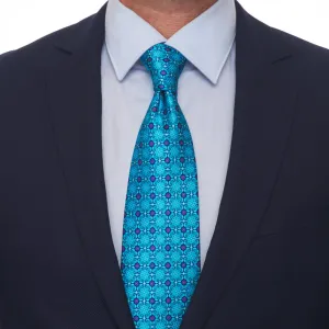 Renaissance Flowers Light Blue Duchesse Silk Tie