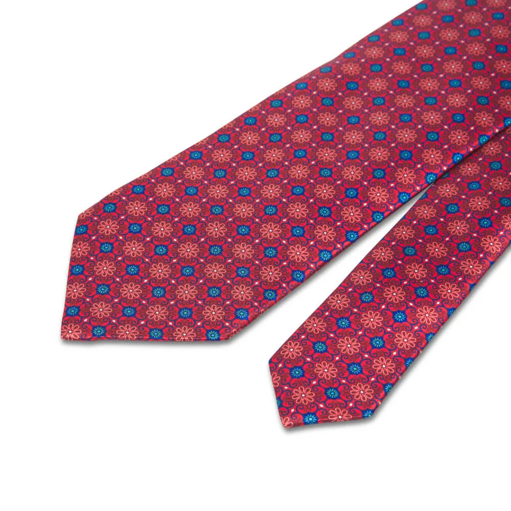 Renaissance Flowers Red Duchesse Silk Tie