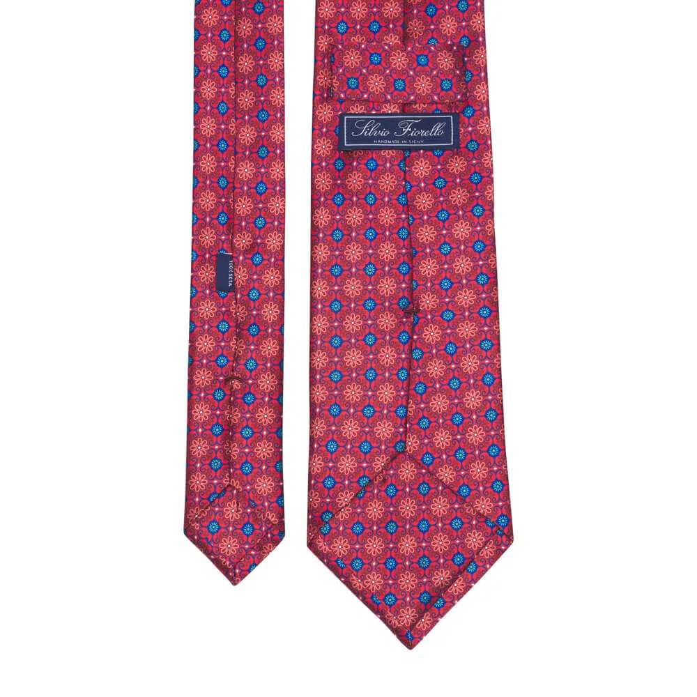 Renaissance Flowers Red Duchesse Silk Tie