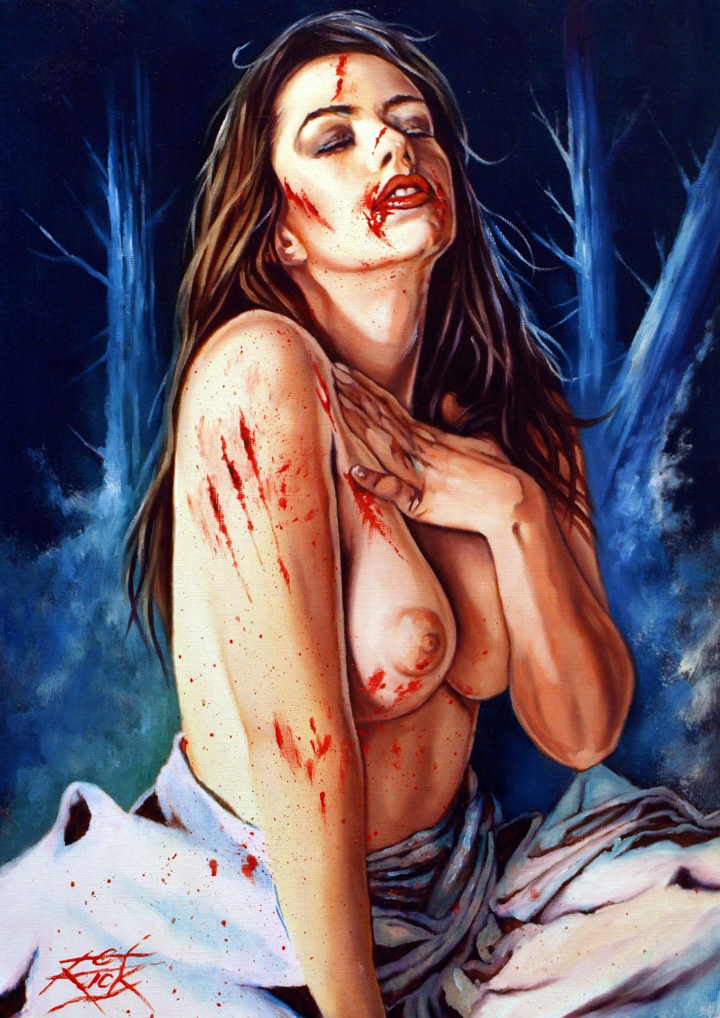 Rick Melton - Debbie Rochon- Scream Queens - Art Print