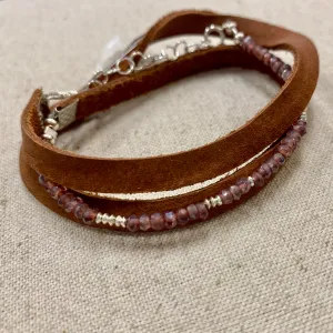 Ruby & Leather Wrap Bracelet