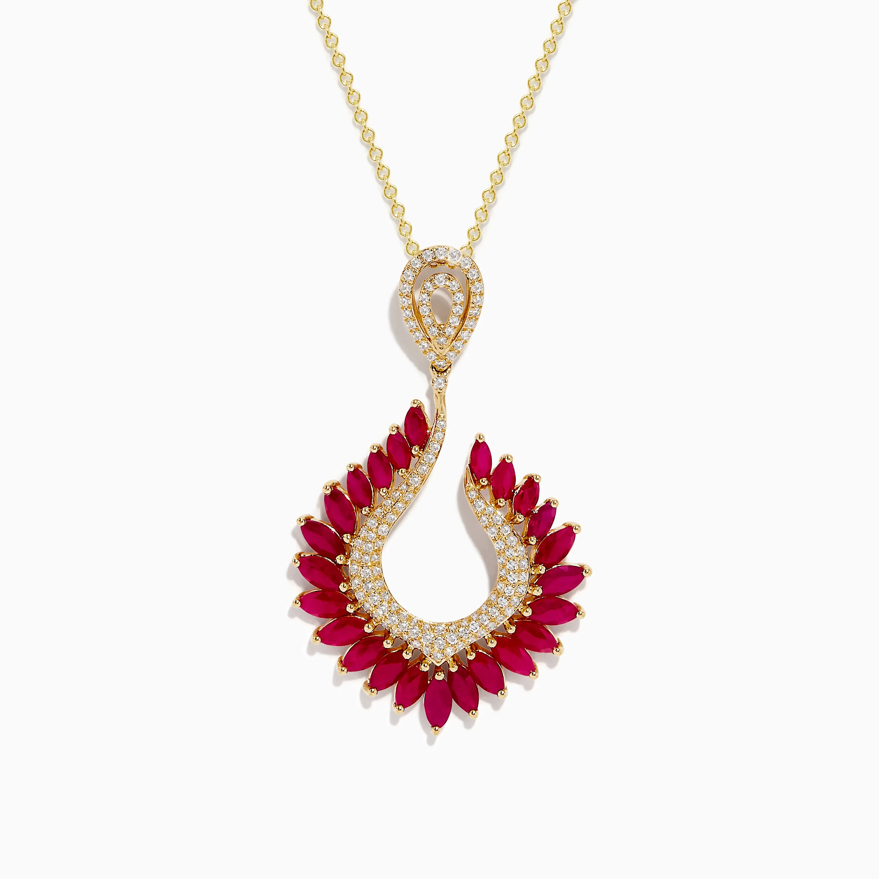 Ruby Royal Yellow Gold Ruby and Diamond Statement Pendant, 4.88 TCW