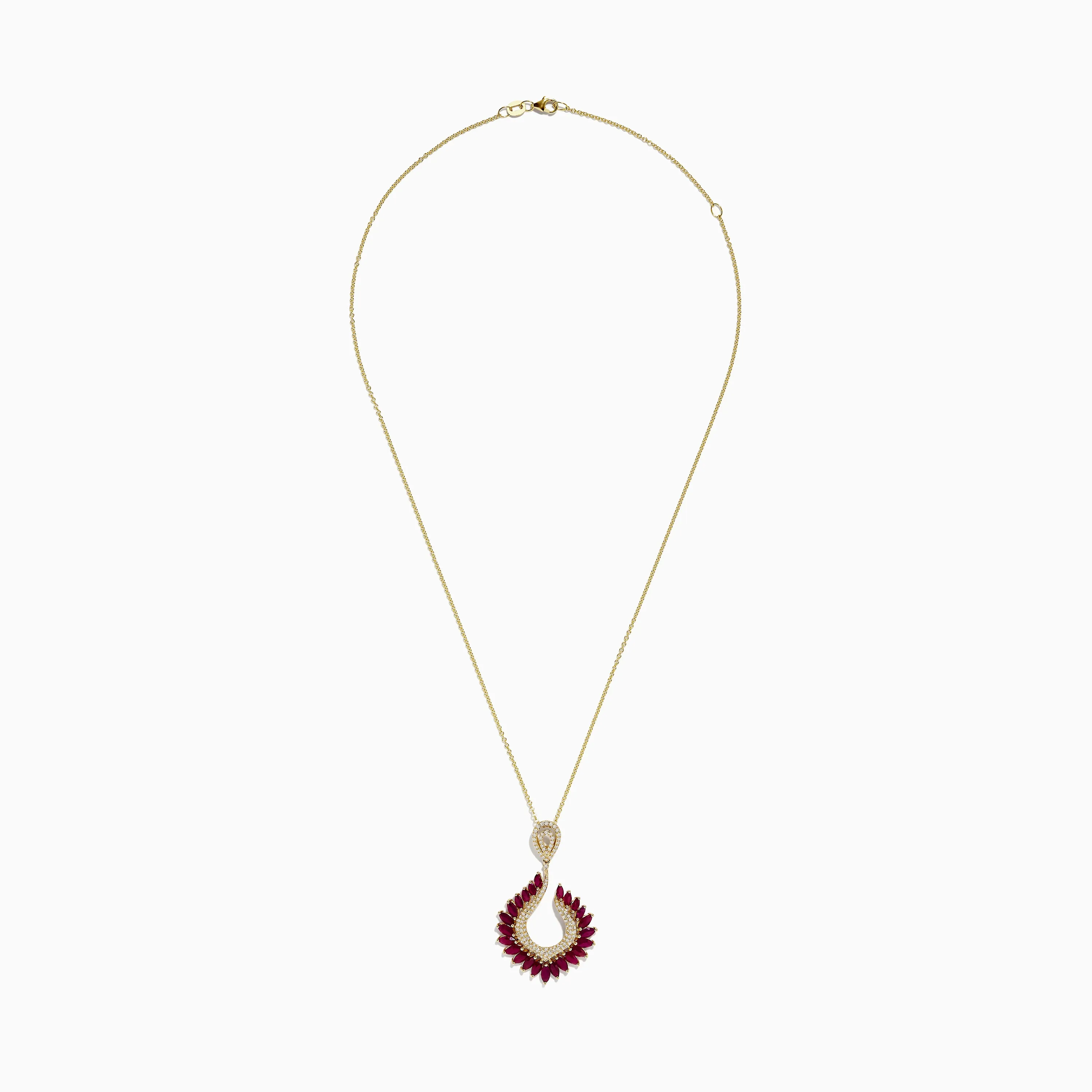 Ruby Royal Yellow Gold Ruby and Diamond Statement Pendant, 4.88 TCW