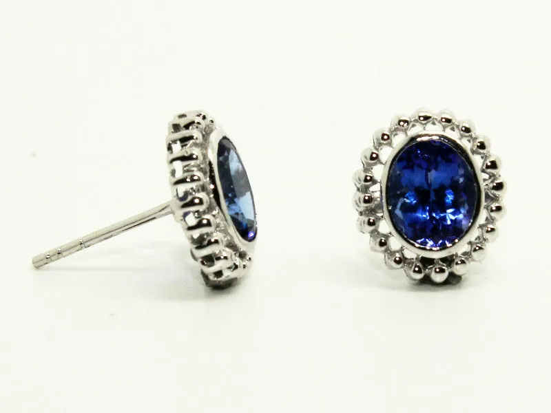 Tanzanite Earrings In 14k White Gold