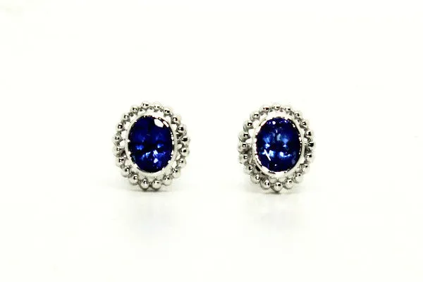 Tanzanite Earrings In 14k White Gold