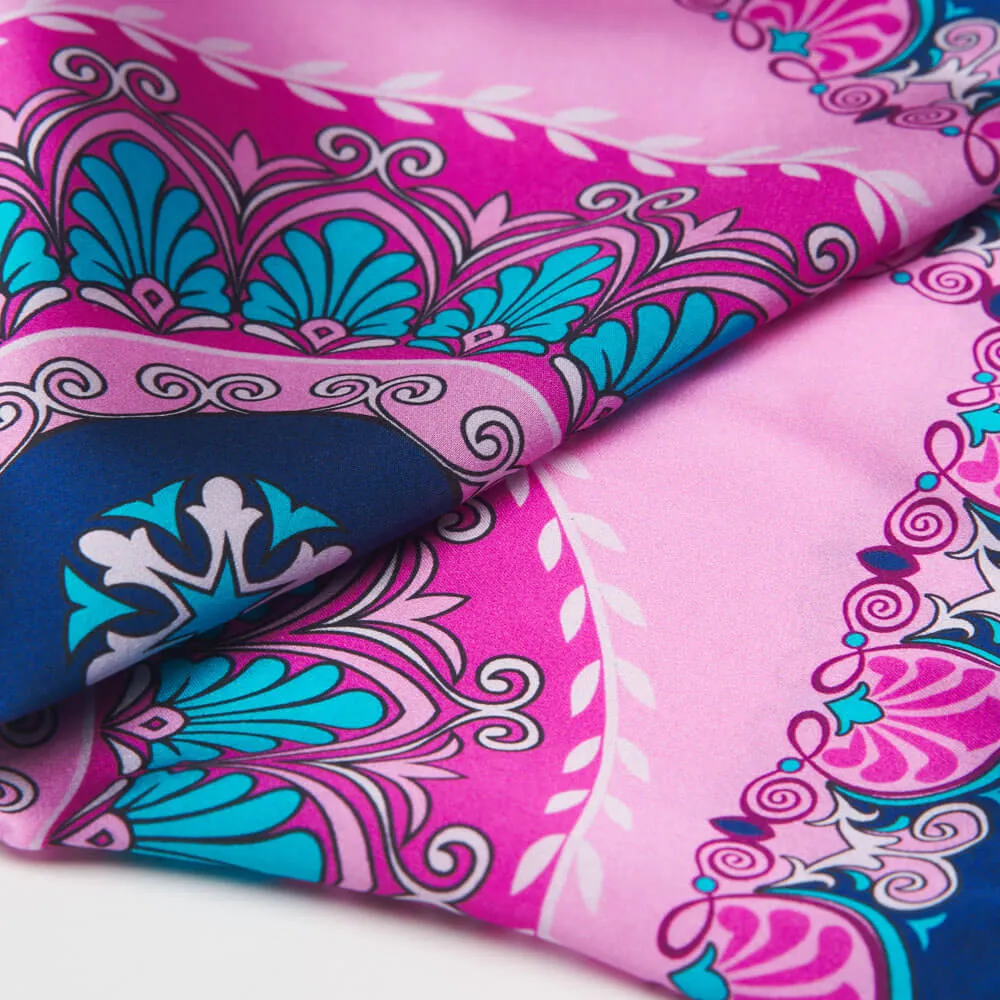 The Renaissance Pink and Light Blue Silk Pocket Square