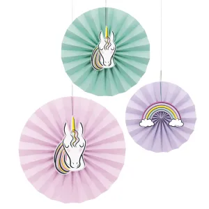 Unicorn Tissue Fans - Pack of 3