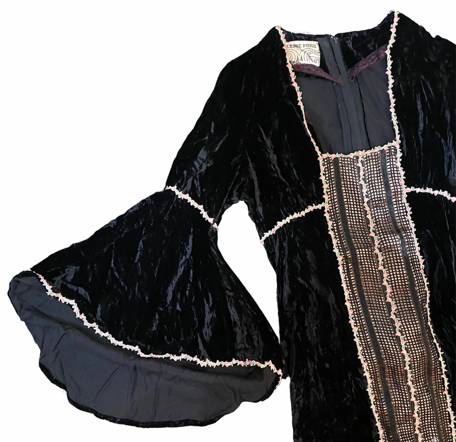 Valerie Corr 60s Black Velvet Neo Renaissance Maxi Dress