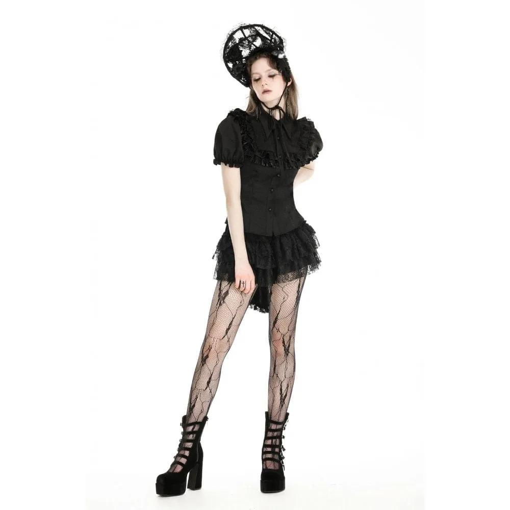 Women's Gothic Puff Sleeved Ruffled Shirt