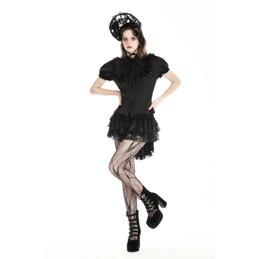 Women's Gothic Puff Sleeved Ruffled Shirt