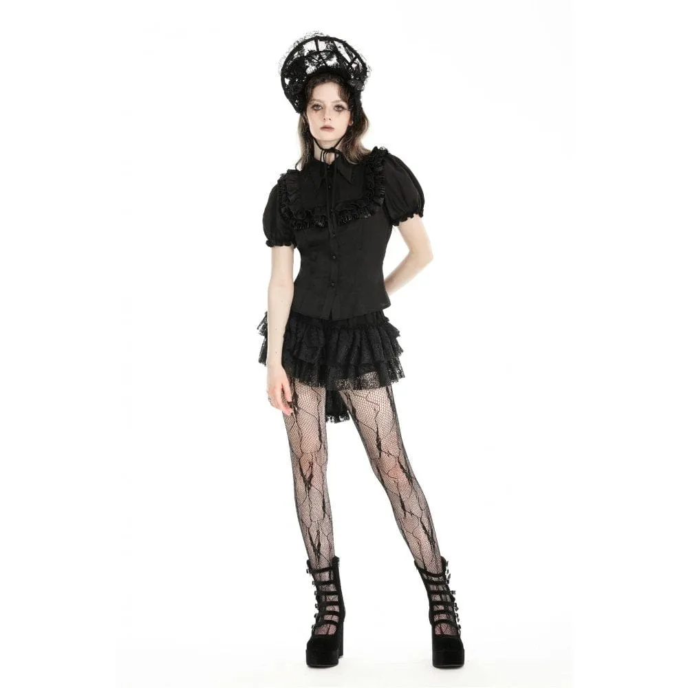 Women's Gothic Puff Sleeved Ruffled Shirt