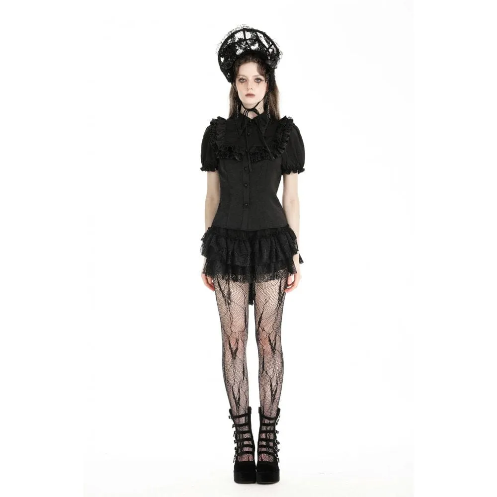 Women's Gothic Puff Sleeved Ruffled Shirt